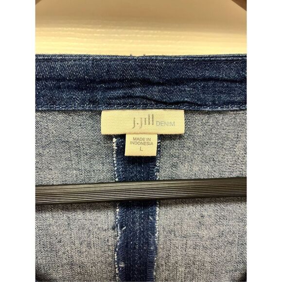 J. Jill Denim Dark Wash Large Front Pocket 3/4 Sleeve Dress s L EUC - Picture 6 of 9